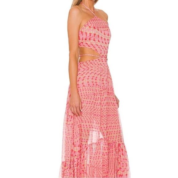 NEW MISA Los Angeles Dalia Dress Large in Septima Geo Cut-Out Halter Maxi Dress - Picture 5 of 8